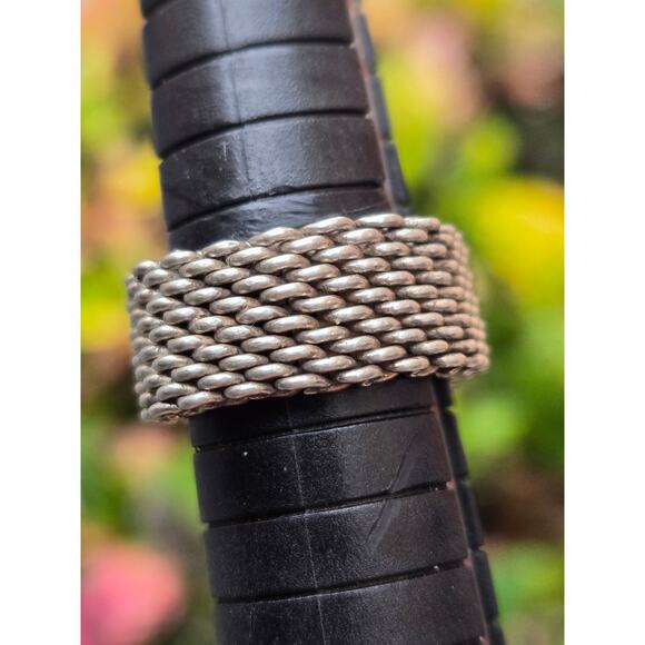 Vintage Tiffany & Co Somerset Sterling Silver Mesh Ring Sz 6.25 - Picture 5 of 8